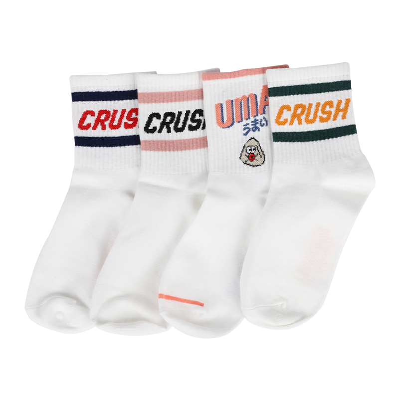 Calzini classici unisex a quarti a righe con disegno a lettere