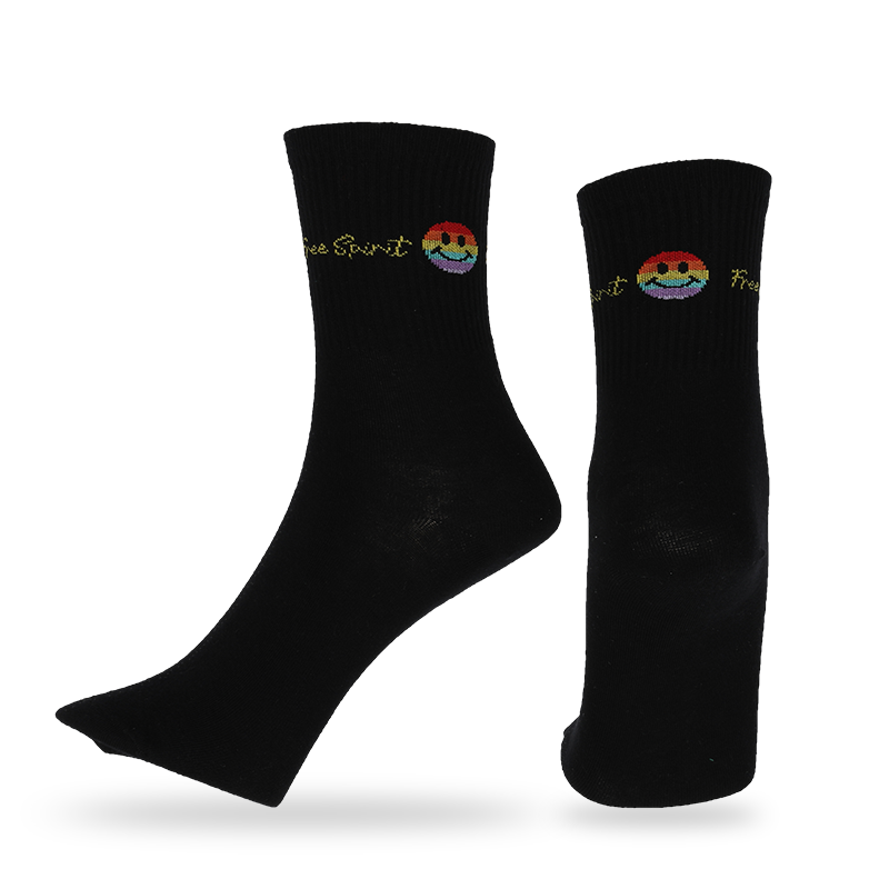 Calzini streetwear casual, da abito o personalizzati con motivo a faccia emoji realizzati con calzini classici da uomo in cotone pettinato di alta qualità con motivo sorridente e strisce
