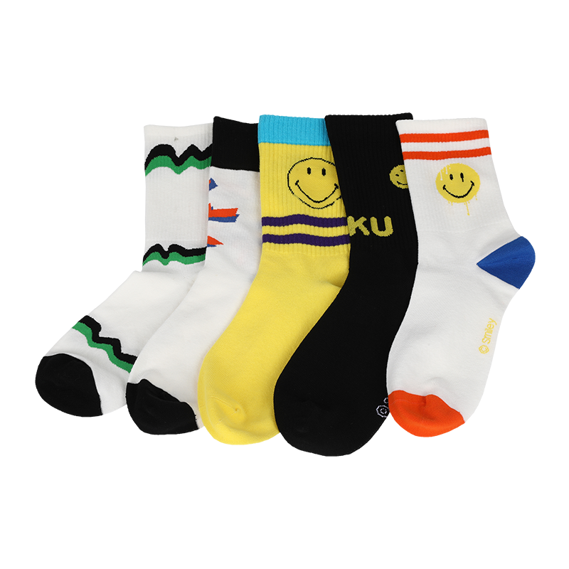 Calzini casual da uomo con faccine emoji con motivo a quarti, realizzati con cotone di alta qualità, quindi i calzini sono morbidi, comodi, resistenti, traspiranti e caldi.