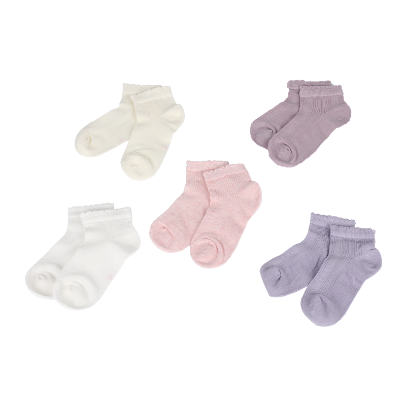 Calzini jacquard a costine per bambini da 0 a 8 anni, stagione estiva, con bordo a volant