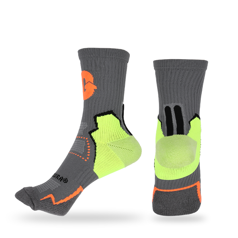 Calzini sportivi in ​​spugna/pile con cuscino libero con tecnologia autoreggente, supporto dell'arco plantare e design in rete traspirante
